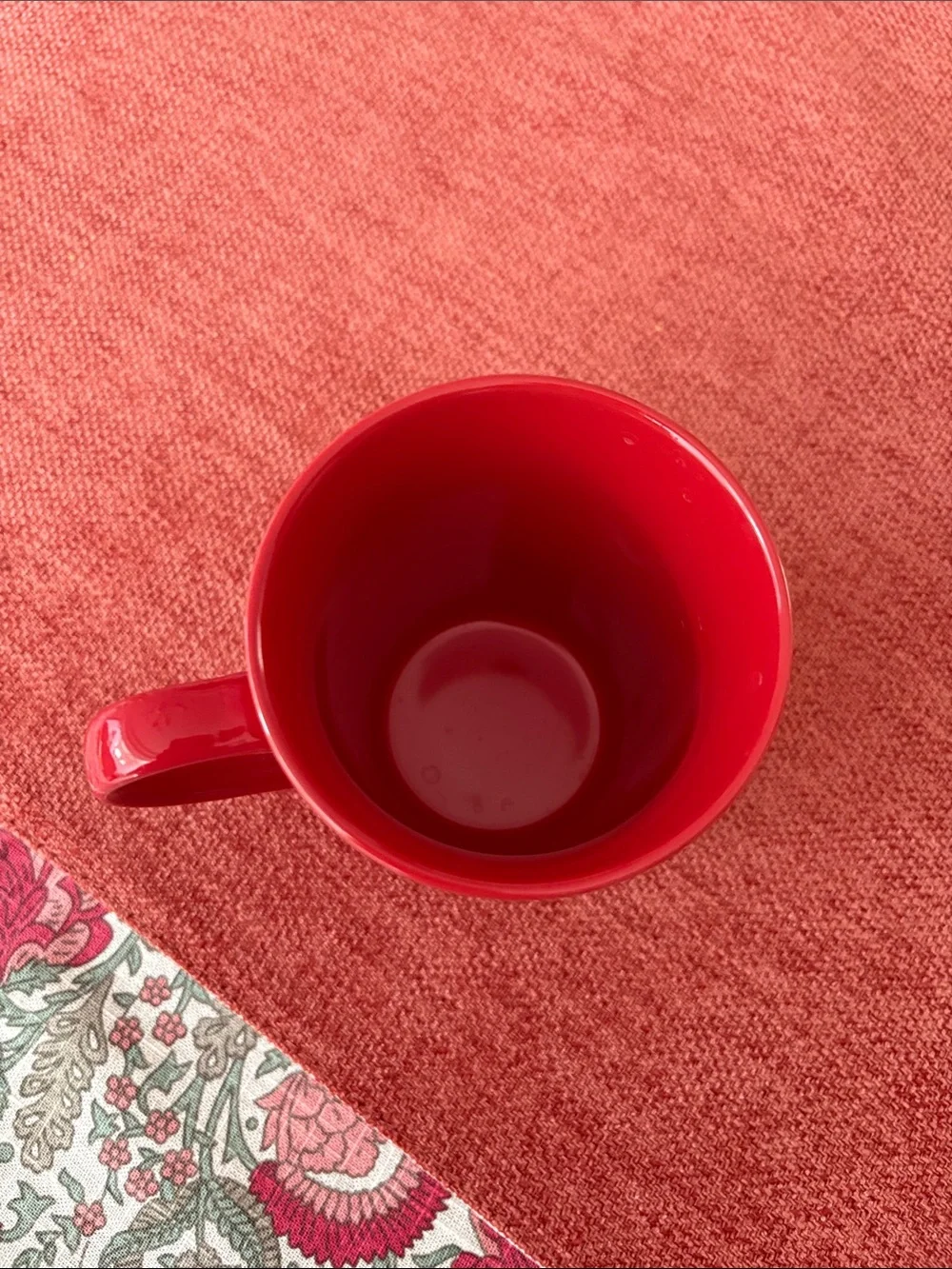 Starbucks Red Ceramic Mug with Vertical White Logo